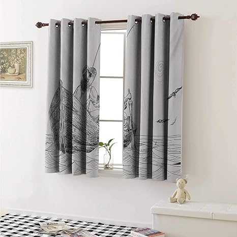 Amazon Com Seagulls Decor Curtains By Fisherman With Hat In