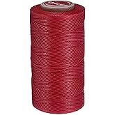 uxcell Flat Leather Sewing Waxed Thread, 200m / 219 Yards Polyester Wax String, 210D Wax Stitching Cord for Leather Crafts, Bookbinding, Bracelets Braided, Red
