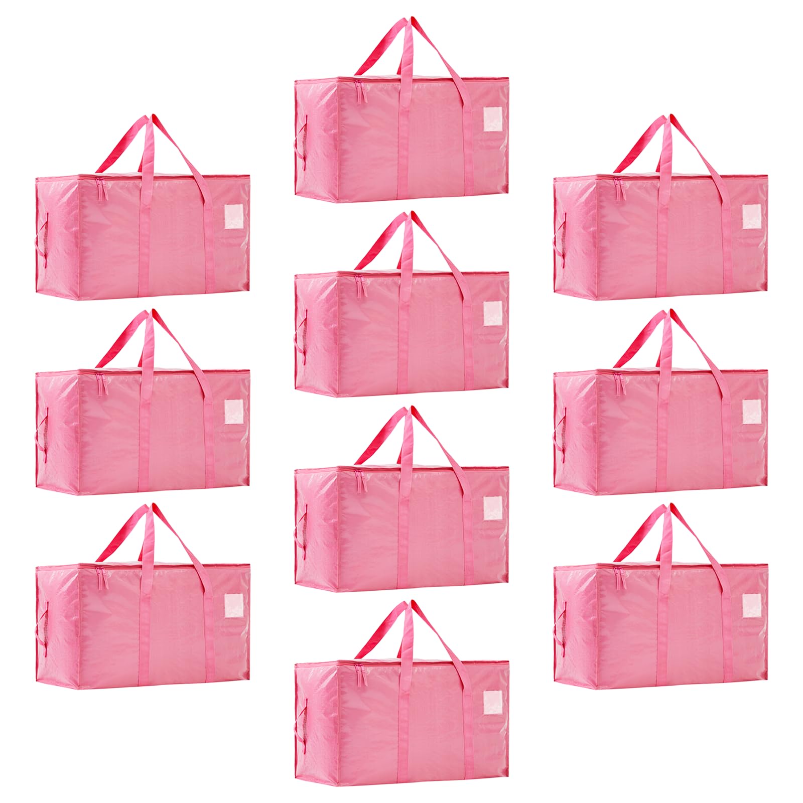 Moving Bags Heavy Duty Extra Large, Moving Boxes, Moving Supplies Essentials,Storage Bins with Lids, Plastic Packing Totes, Storage Bags for Clothes with Handles & Zippers(Pink, 10 Pack) Image