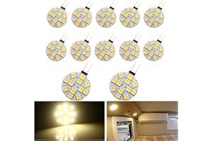 EverBrightt G4 Warm White Round 5050 12SMD Marine RV Reading Car Led Light Bulbs Boat Lighting DC 12V 12-Pack