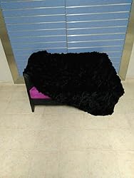 Seek4comfortable Real Black Rex Rabbit Fur Throw