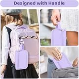Alyvisun Large Capacity Pencil Case 3 Compartments Purple with Handle view 5