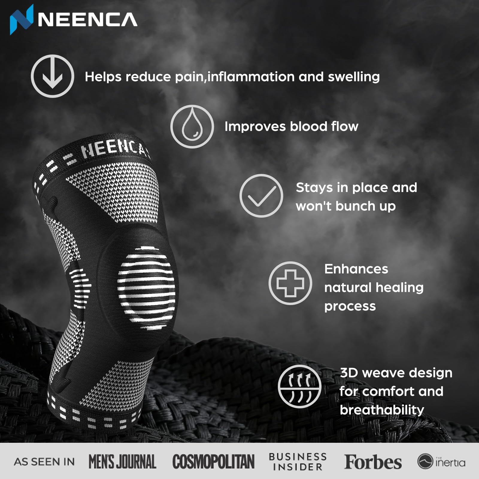 NEENCA Professional Knee Brace, Compression Knee Support with Patella Gel Pad & Side Stabilizers, Medical Knee Sleeve for Pain Relief, ACL,PCL, Meniscus, Injury Recovery, Arthritis, Sports, Workout...