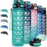 Joogee Water Bottle with Time Marker, 32 oz / 1 Liter SportsWater Bottle with Strap, Leakproof Design for Daily Hydration, Gym, Work, and Travel