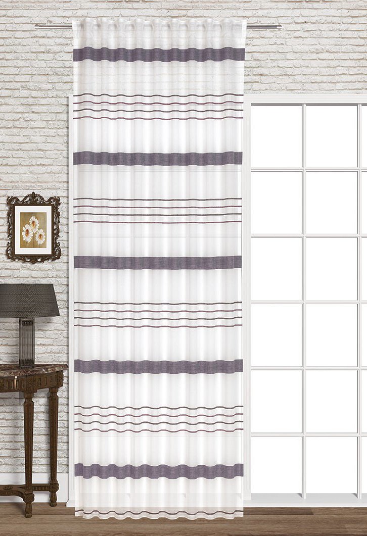 Startex Decorative Tab-Top Curtain, Polyester, purple, 140 x 245 cm White