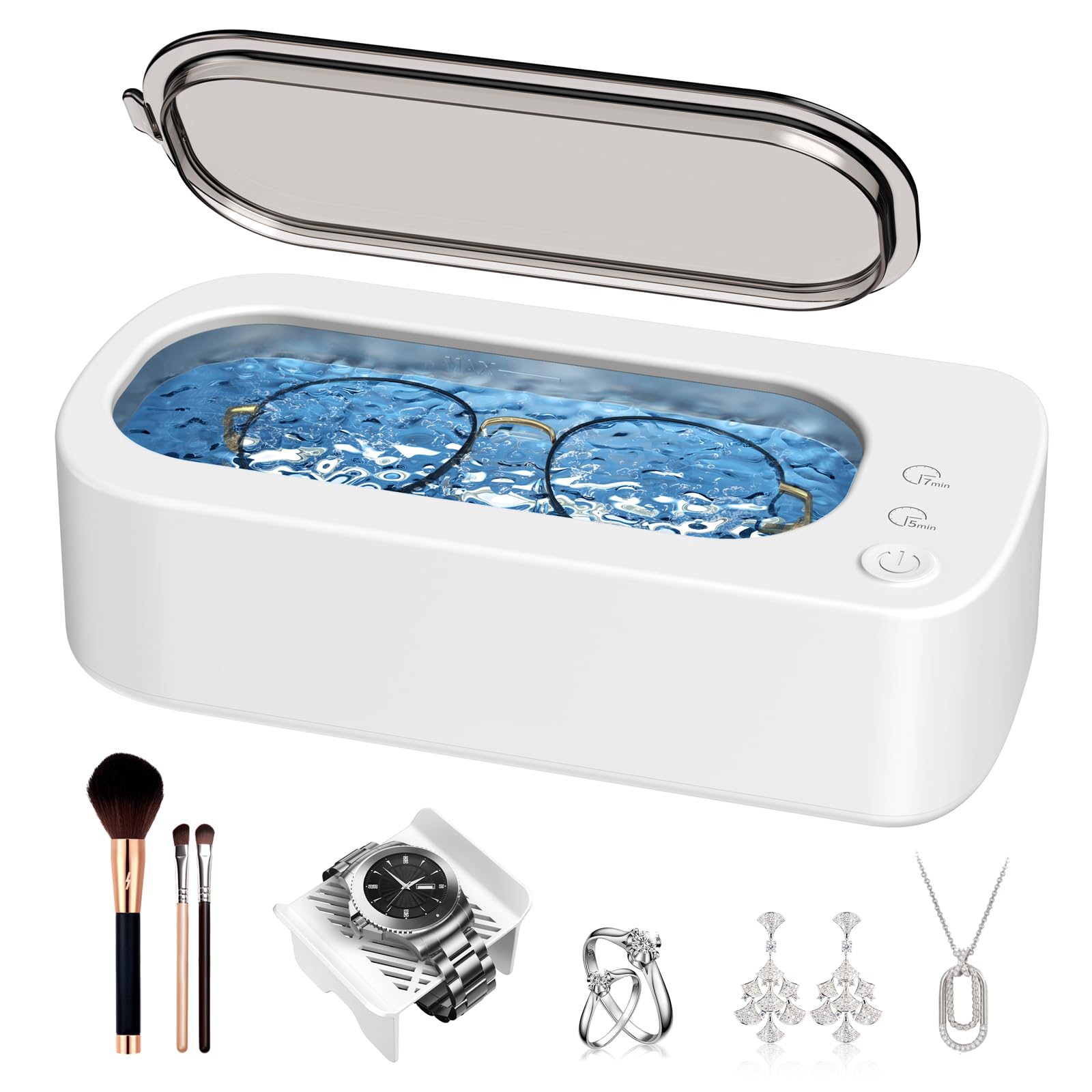 Photo 1 of OSLTWI Ultrasonic Jewelry Cleaner Machine: 48KHz Ultra Sonic Cleaner for Jewelry,Eyeglass,Rings,Watch Band,Dentures,with Dual Cleaning Modes,350ML 304 Stainless Steel Tank,Gift for Wife,Mom,Daughter