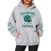 UNIQUEONE Womens Football Hoodie Game Day Sweatshirt Football Mom Shirt Casual Crewneck Pullover