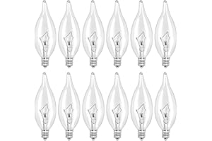 LinMiFo 12-Pack E12 B10 Clear Candelabra Base Bulb, 40W 120V Incandescent Candle Light Bulbs Dimmable Chandelier Light Bulbs for Pendants or Outdoor, Ceiling Fan, Fireplace, Wall Sconces (40, Watts)