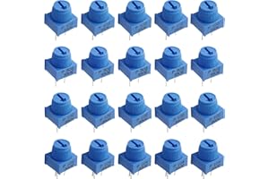 Waziaqoc 20 Pcs 1K 10K 50K 100K Ohm Breadboard Trim Potentiometer, Blue Knob Variable Resistors Trimmer Potentiometer Assortment Kit for Arduino