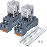 2PCS Electromagnetic Power Relay, 8-Pin 10A 12 DC Relay Coil with Socket Base, LED Indicator, DPDT 2NO 2NC - MY2NJ 2PCS [Applicable for DIN Rail System]