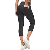 Ewedoos Jeggings for Women Pull On Capri Leggings with Pockets for Women Stretchy Capri Jeans Denim Capris Pants Casual
