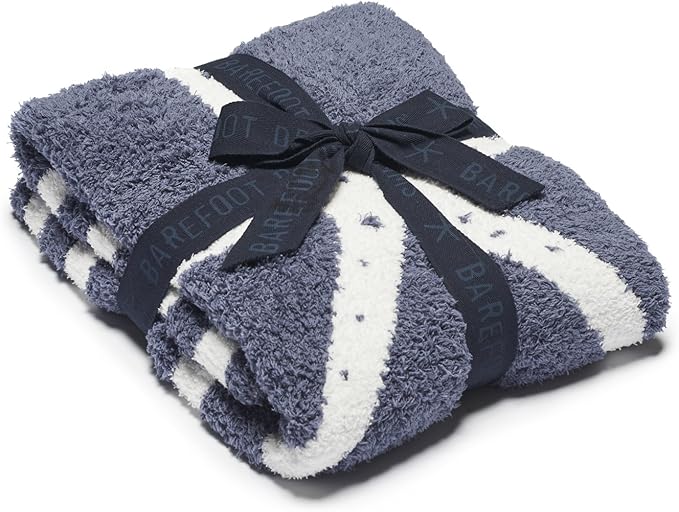 Barefoot Dreams CozyChic Starfish Blanket, Deep Sea Blue
