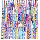 Mudder 100 Pieces Elastic Hair Ties No Crease Ponytail Holders Printed Patterns Knotted Hair Bands Ribbon for Girls Women, 50 Styles