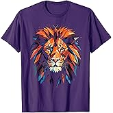 Lion Colourful Lion from Africa King of Animals Polygon T-Shirt