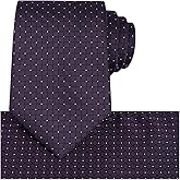 KissTies Mens Checkered Tie Set Solid Color Festive Necktie + Pocket Square