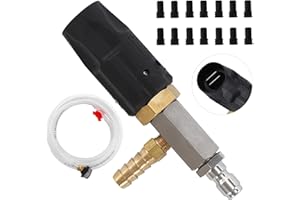 JOEJET Downstream Injector for Pressure Washer, Adjustable Chemical Injector Kit, Variable Power Washer Long Range Nozzle External Injection, 1/4 Inch Quick Connect
