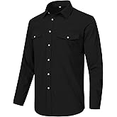 MoFiz Men's Corduroy Shirts Casual Lightweight Jacket Long Sleeve Button Down Shacket Jackets with Pocket