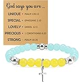 Gevody Religious Christian Bracelet for Women Encouragement Gifts for Sister Daughter Best Friend Baptism Beaded Stretch Bracelets Confirmation Gifts Spiritual Inspirational Present Christian Jewelry