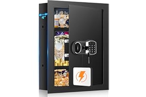 TISKGG Wall Safes Between the Studs Fireproof, Hidden Wall Safe with Digital Keypad and Key, Security Home Wall Safe for Your Firearms Money Medicine Valuables
