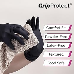 GripProtect® Precise Black Nitrile Gloves, Exam, 4
