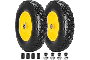 SIMEIQI 4.80/4.00-8 Solid Wheelbarrow Tire and Wheel 16" Flat-Free Tire with 3" Centered Hub 5/8" & 3/4" Bearings Fits Garden Cart, Hand Truck, Wagon,Trolleys and Trailers