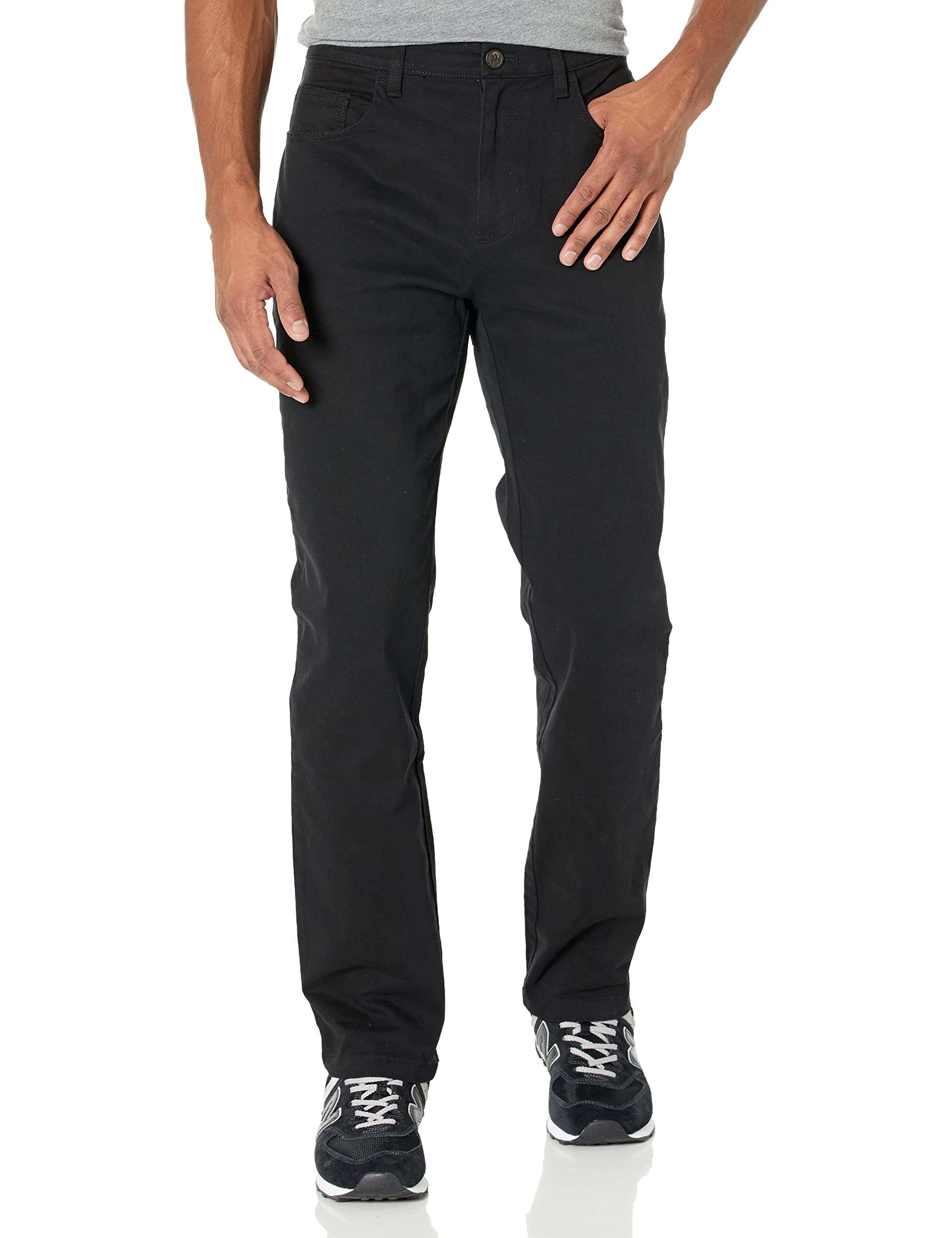 Photo 1 of Amazon Essentials Men's Chinos, Athletic Fit, Work Pants, 5-Pocket, Comfort Stretch, Black, 42W x 32L