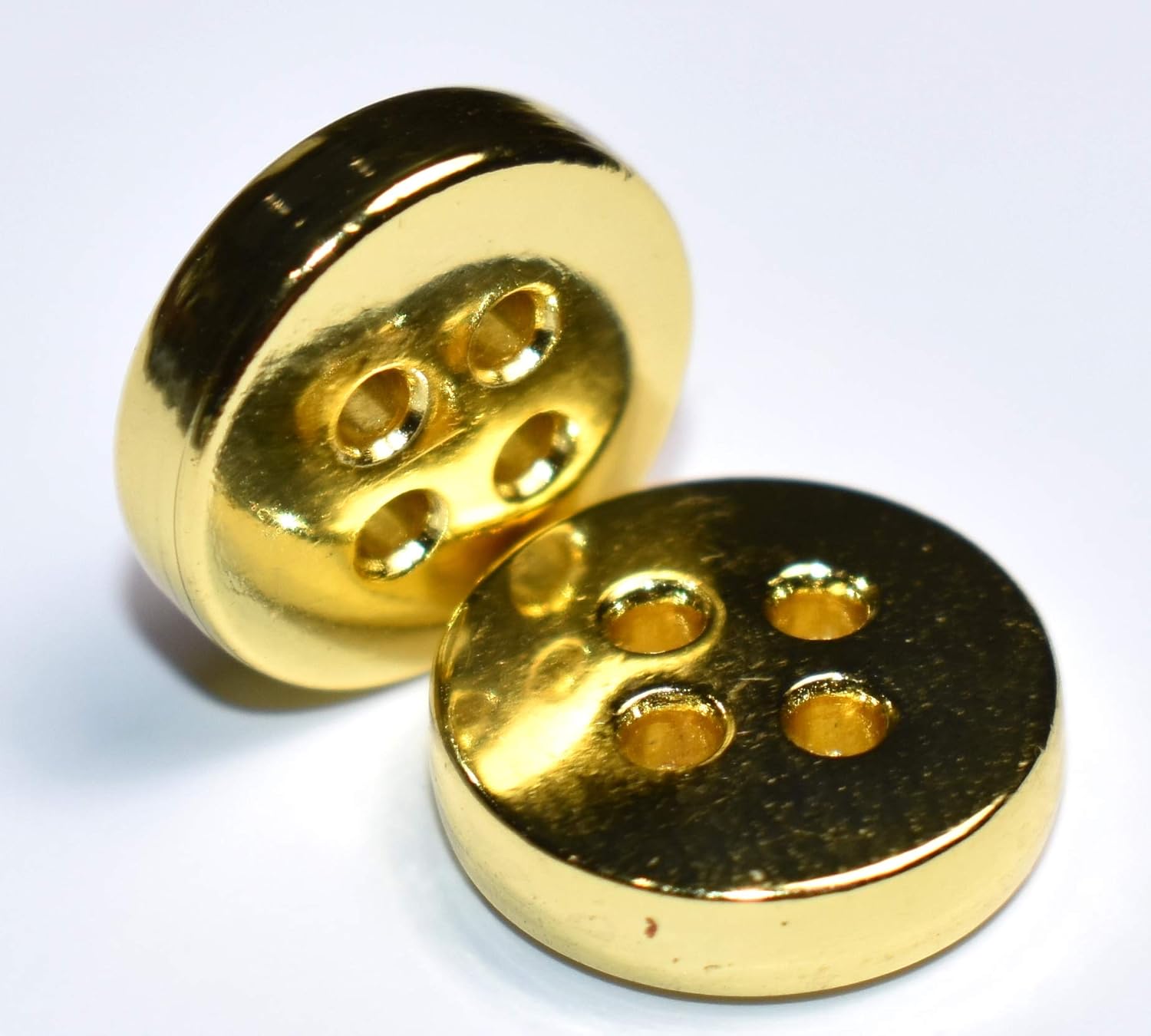 Round Metal Shirt Buttons 4 Holes 11.5mm (Gold Qty 8)