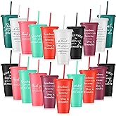Zhehao 20 Pcs Thank You Cup Tumblers Employee Appreciation Gifts Bulk, 24 oz Plastic Coffee Cups with Straws and Lids, Team Gifts for Staff Coworker Friends(Bright Colors)