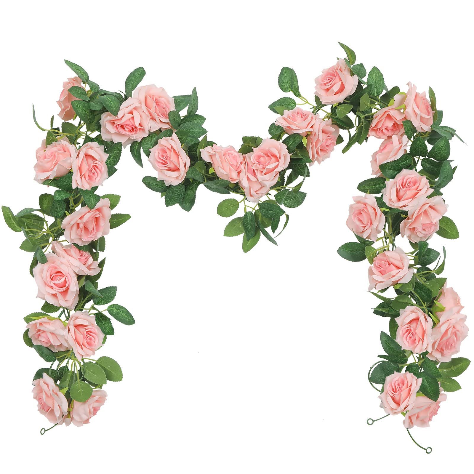SHACOS 3pcs Artficial Flower Garland 3 Strand Fake Rose Garland Artficial Flowers Hanging Rose Vine for Wedding Garden Party Home, Pink
