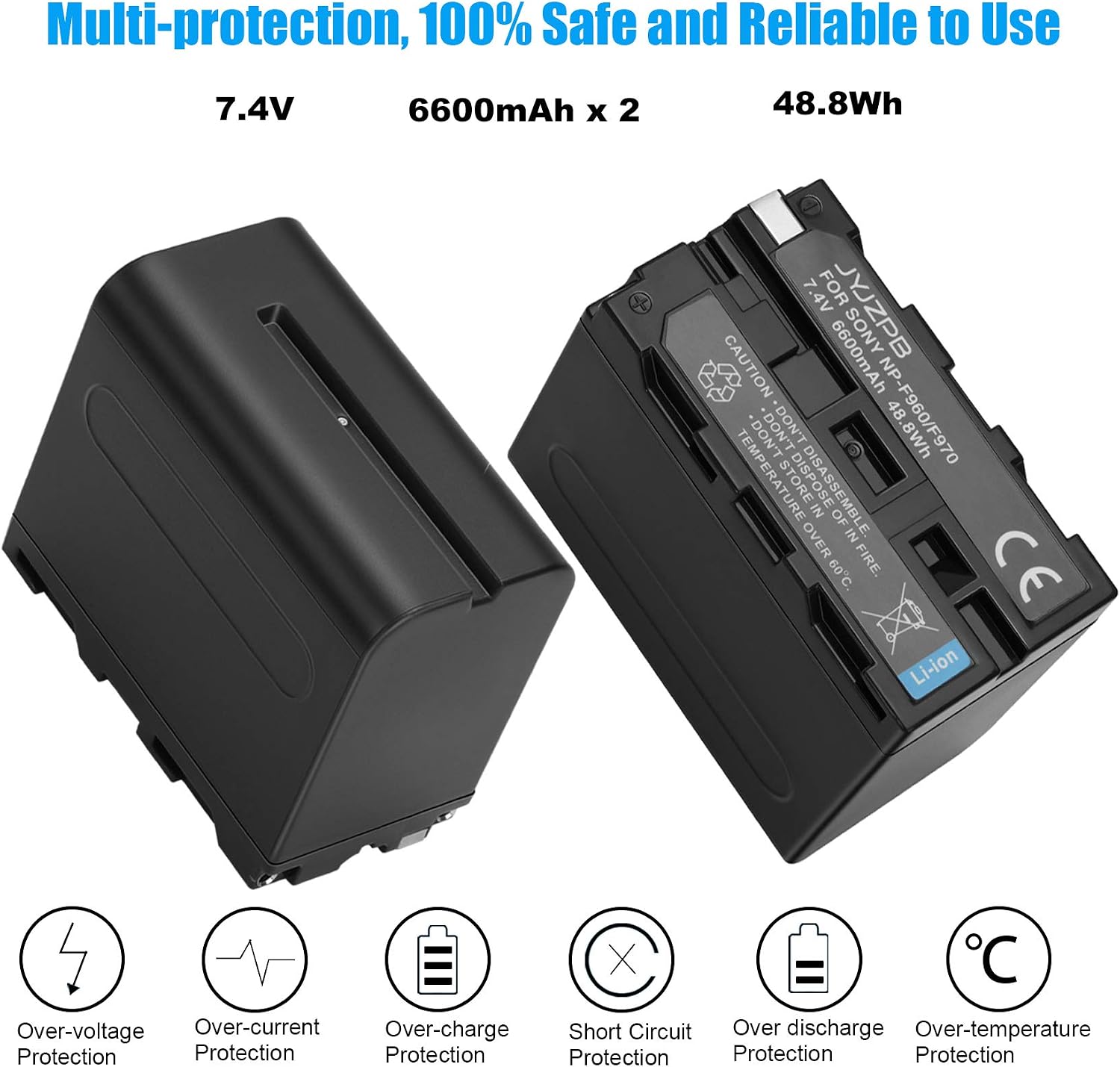 JYJZPB 2 Pack NP-F970 Replacement Battery and Dual LCD Charger - Image 4