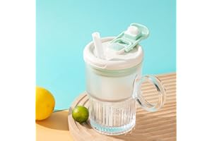 LMFUEN Automatic Stirring Mug Cup, Electric High Speed Mixing Cup,Waterproof Glass Self Stirring Travel Coffee Cup with Straw,Protein Shakes,Electric Mixing Coffee Mug Stirring (Cyan)