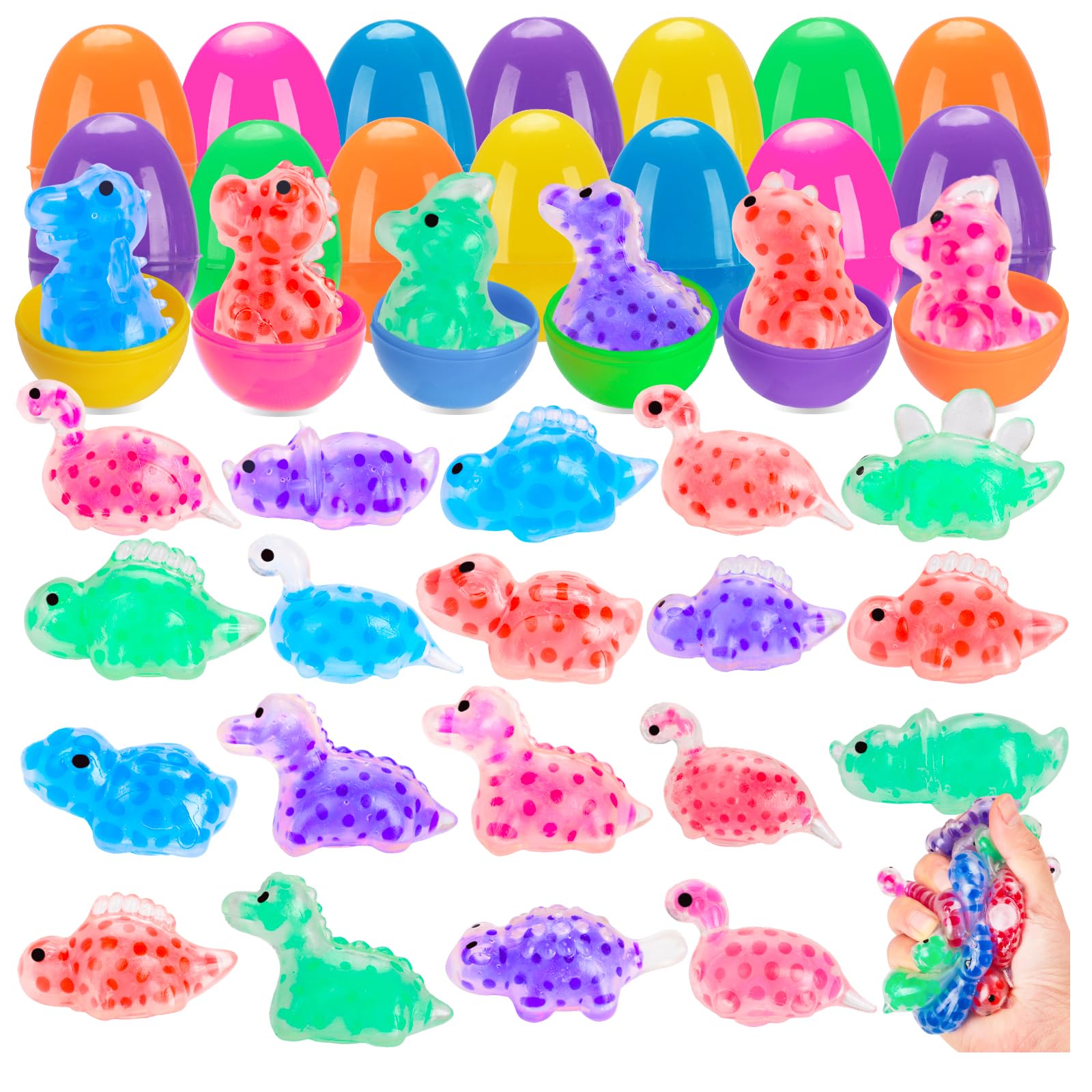 Budbof 24 Pack Easter Egg Fillers with Stress Balls, Fidget Toys Squeeze Balls for Kids - Easter Basket Stuffers for Boys Girls, Sensory Relief Toys for Egg Hunt Party Favors Classroom Prizes