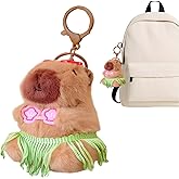 sacxi Capybara Keychain | Animal Plush Purse Charms | Bag Accessories for Car Keys | Summer Beach-themed Vacation Keyring