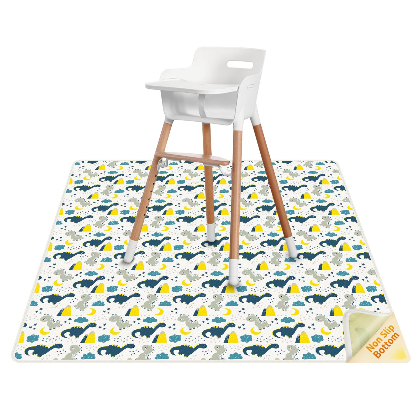 Splash Mat for Under High Chair/Arts/Crafts, 43.3” Waterproof Splat Mat, Easy Clean Spill Mat with Anti Slip Bottom Washable, Baby Mess Mat, Table Cloth