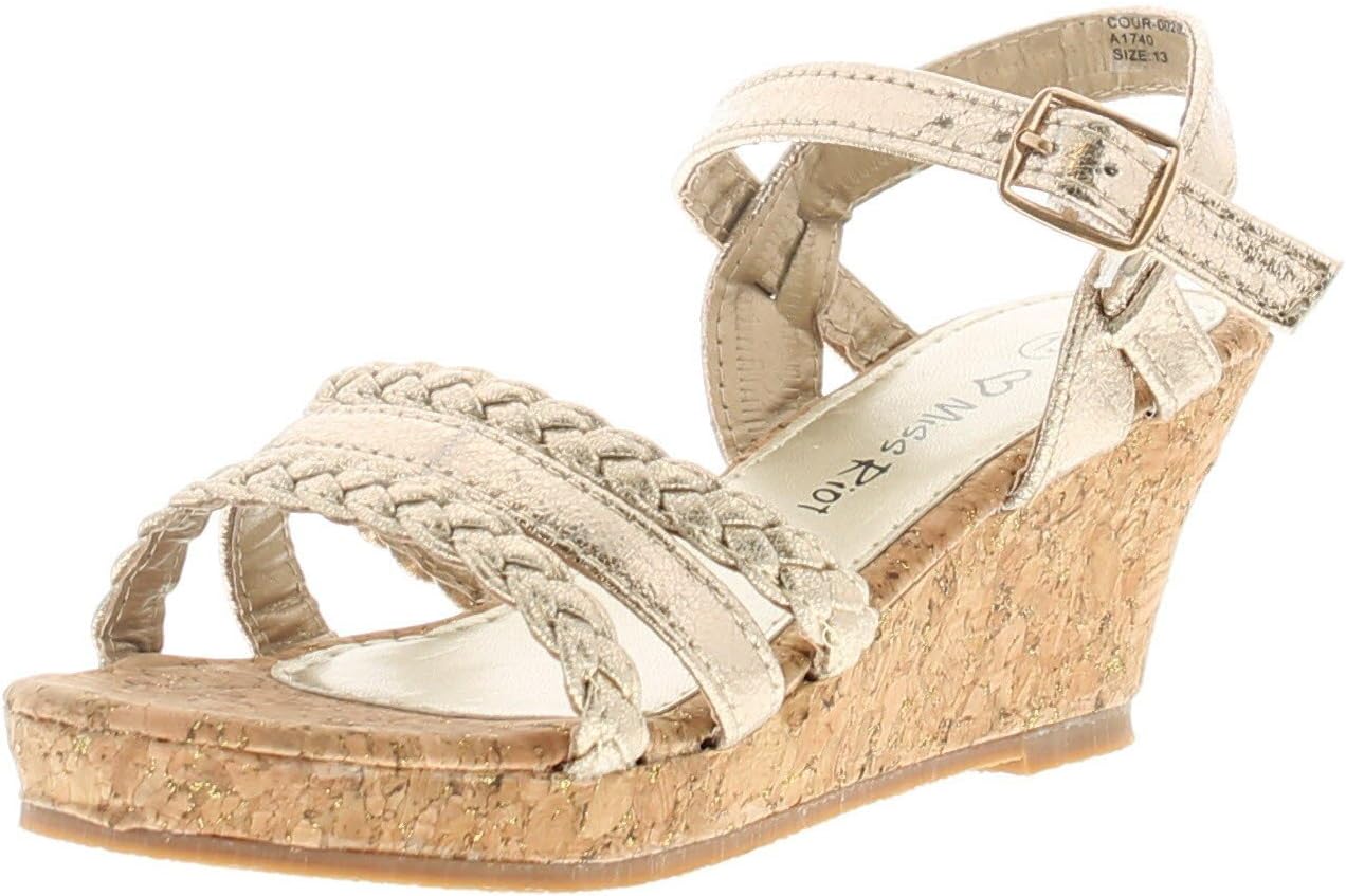 Miss Riot Ruby Girls Synthetic Material Strappy Champagne Gold