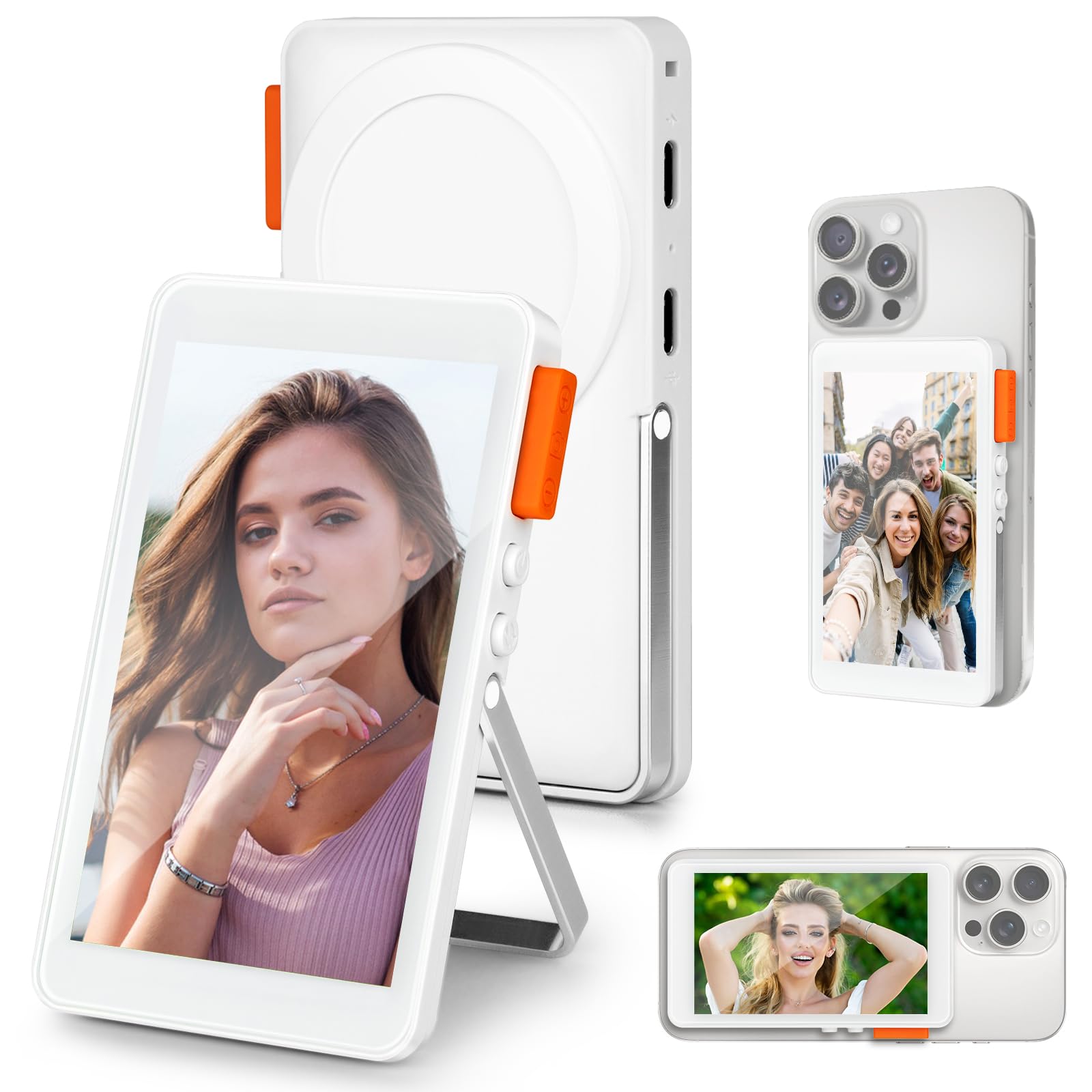 Photo 1 of Vlog Selfie Monitor Screen, Phone Magnetic Selfie Screen with Metal Bracket, 4K Wireless Back Camera Monitor Screens Adjustable Focus for Vlog Live Stream TikTok,Compatible with iPhone/Android.