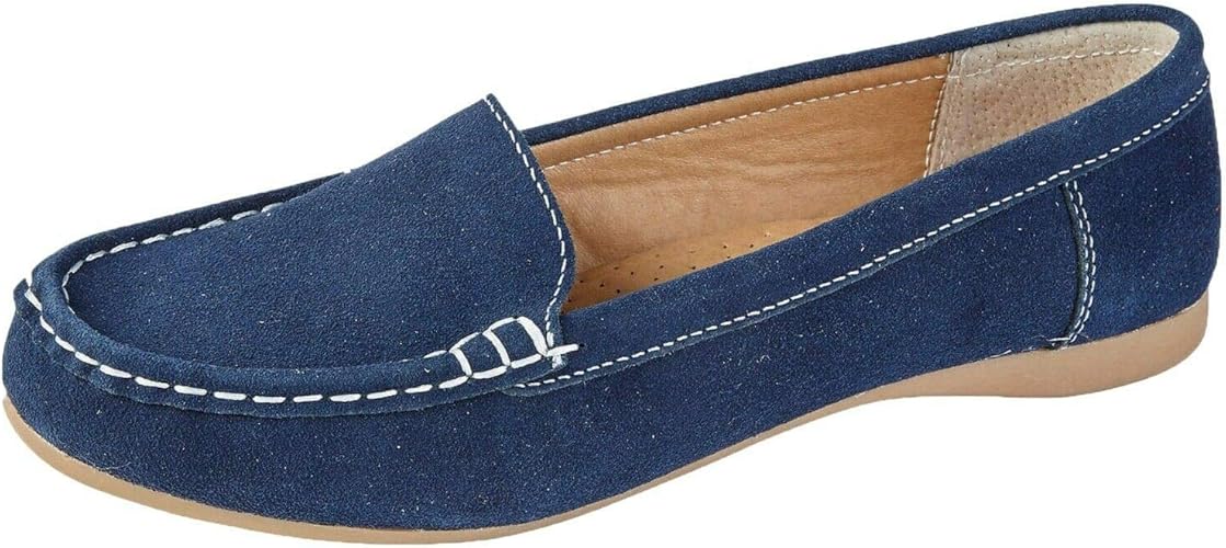 ladies navy blue loafers uk