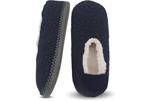 ARUINAER Mens Slipper Socks,Fuzzy Sherpa Lined House Slippers with Thick Soft Soles,Cozy Warm Indoor Knit Gripper Sock Set Non Slip Bottoms, Men's Winter Christmas Gifts