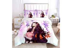 KOTAPET 3-Pcs Anime Bedding Set 1 Quilt Cover 2 Pillowcases 3D Cartoon Printed Comfortable Bed Set Cover for Kids Boys Girls Teens Gifts 68"X86"