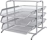 EasyPAG 3 Tier A4 Mesh In Tray Desk Tidy File Holder Silver