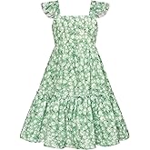 GRACE KARIN Girls Floral Dress Tie Back Flutter Sleeves Casual Summer Dress for 5-12Y