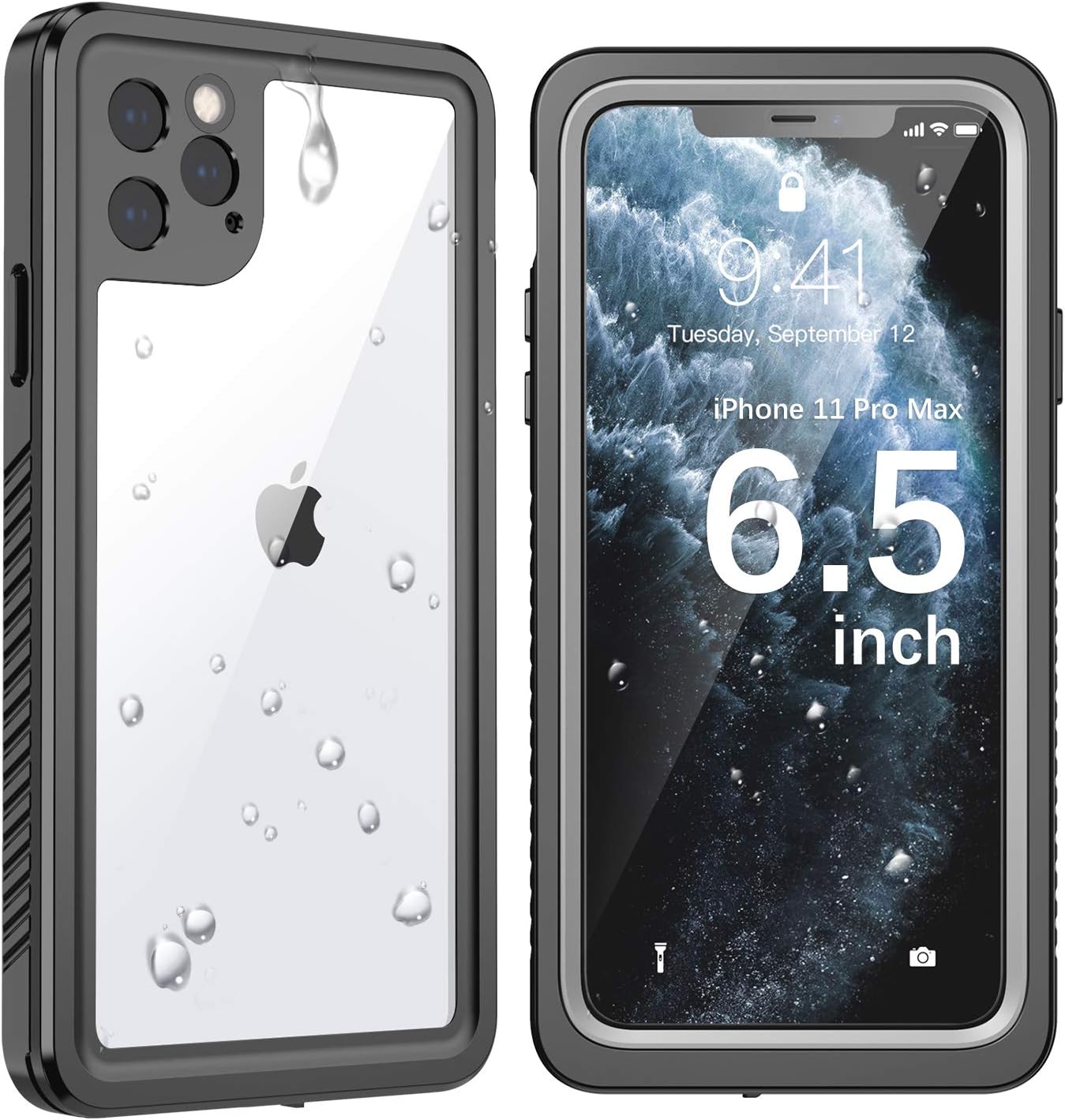 SNOWFOX iPhone 11 Pro Max Waterproof Case, Built-in Screen Protector IP68 Certified Full Body Heavy Duty Protection Underwater Cover Skin for iPhone 11 Pro Max 6.5 Inch 2019