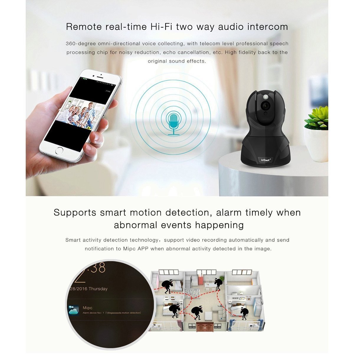 ieGeek WIFI 1080P IP Camera Wireless Home Security Camera Surveillance