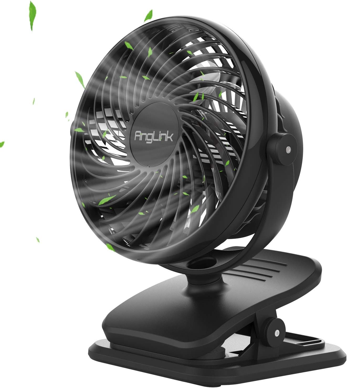 AngLink Clip on Fan for Stroller, Rechargeable Battery, 4 Speeds 2600mAh