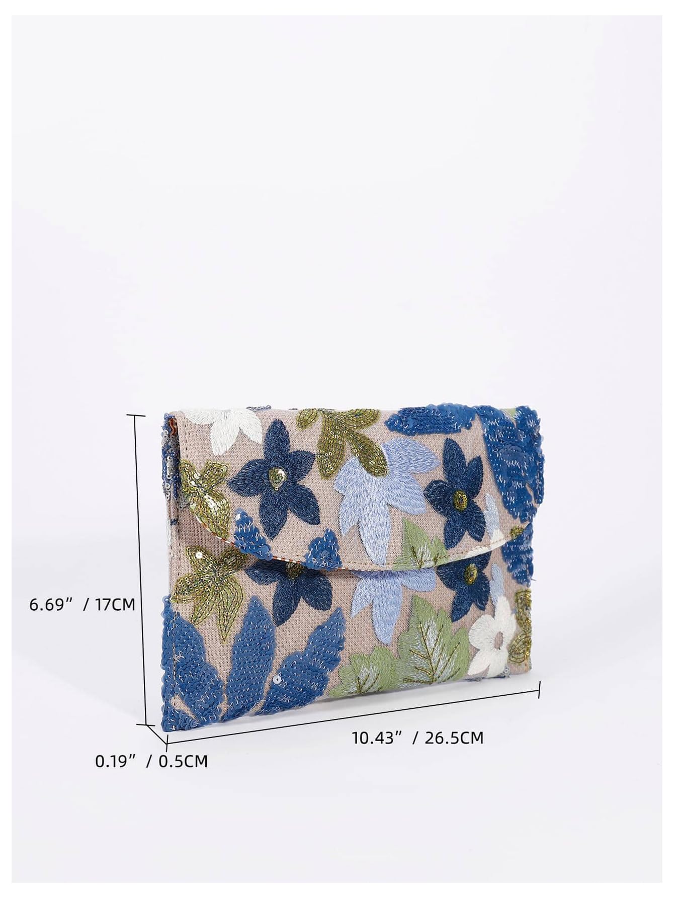 Verdusa Women's Floral Embroidery Sequin Evening Beaded Clutch Bags Party Purses