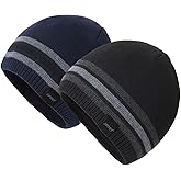 OMECHY Mens Winter Warm Knitting Hats Plain Skull Beanie Cuff Toboggan Knit Cap