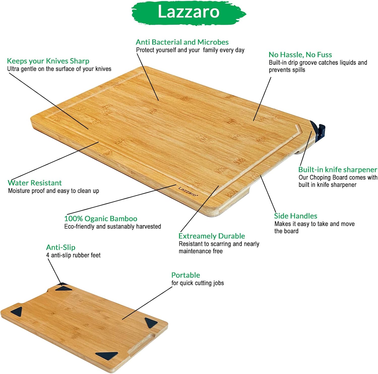 Lazzaro Chopping Board with Knife Sharperener - Image 4