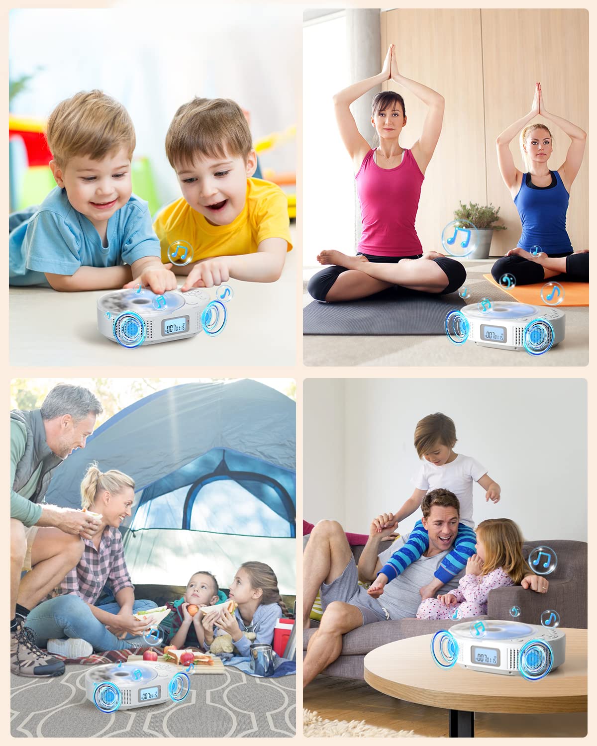 CD Player Portable, FELEMAN Upgraded Boombox CD Player & Bluetooth Speaker 2 in 1 Combo, Rechargeable Portable CD for Car/Home with Remote Control, FM Radio, Support AUX/USB, Headphone Jack