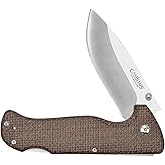 CAMILLUS Bushcrafter 8.5" Brown Durable Drop Point Sandvik 12C27 Stainless Steel Everyday Carry Folding Pocket Knife with Micarta Handle &amp; Pocket Clip