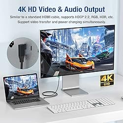 10FT USB C 3.2 Gen2x2 Cable 100W 20Gbps 90 Degree
